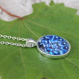 Cracker Butterfly Wing Necklace, Blue Butterfly Pendant Necklace, Silver Butterfly Necklace, Picture Pendant with Butterfly, Entomology