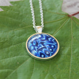 Cracker Butterfly Wing Necklace, Blue Butterfly Pendant Necklace, Silver Butterfly Necklace, Picture Pendant with Butterfly, Entomology
