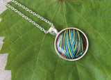 Blue and Yellow Butterfly Wing, Butterfly Pendant Necklace, Silver, Butterfly Wing Necklace, Picture Pendant of Wing, Entomology Necklace