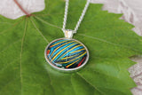 Blue and Yellow Butterfly Wing, Butterfly Pendant Necklace, Silver, Butterfly Wing Necklace, Picture Pendant of Wing, Entomology Necklace
