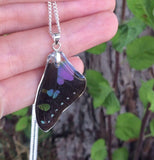 Real Purple Spotted Swallowtail Wing, Butterfly Wing Pendant Necklace, Purple and Black, Butterfly Wing Necklace, wing Encased in Resin