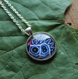 Blue and White Butterfly, Butterfly Pendant Necklace, Silver Necklace, Butterfly Wing Necklace, Picture Pendant of Wing, Entomology Necklace