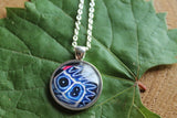 Blue and White Butterfly, Butterfly Pendant Necklace, Silver Necklace, Butterfly Wing Necklace, Picture Pendant of Wing, Entomology Necklace