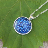 Cracker Butterfly Wing Necklace, Blue Butterfly Pendant Necklace, Silver Butterfly Necklace, Picture Pendant with Butterfly, Entomology