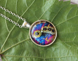 Blue and Pink Butterfly Wing, Butterfly Pendant Necklace, Silver, Butterfly Wing Necklace, Picture Pendant of Wing, Entomology Necklace