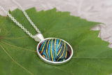 Blue and Yellow Butterfly Wing, Butterfly Pendant Necklace, Silver, Butterfly Wing Necklace, Picture Pendant of Wing, Entomology Necklace