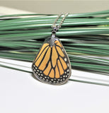 Real Monarch Wing v2, Monarch Necklace, Real Wing Necklace, Orange Butterfly Necklace, Danaus Plexippus Necklace, Entomology, Butterfly Wing