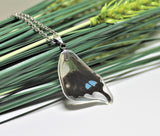 Real Purple Spotted Swallowtail Wing v2, Butterfly Wing Pendant Necklace, Graphium Weiskei, Butterfly Wing Necklace, wing Encased in Resin