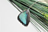 Real Blue Morpho Wing v2, Real Wing Necklace, Blue Butterfly Necklace, Morpho Deidamia Necklace, Entomology, Butterfly Wing Encased in Resin