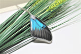 Real Ulysses Wing v2, Real Wing Necklace, Blue Black Butterfly, Papilio Ulysses Necklace, Entomology, Butterfly Wing Encased in Resin, Wing