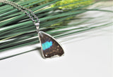 Turquoise Emperor Wing, Butterfly Wing Pendant Necklace, Doxocopa Cherubina, Butterfly Wing Necklace, wing Encased in Resin, Zoology,