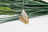 Malachite Wing, Butterfly Wing Pendant Necklace, Patterned, Green, Brown, Butterfly Wing Necklace, wing Encased in Resin, Preserved Wing