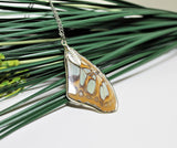 Malachite Wing, Butterfly Wing Pendant Necklace, Patterned, Green, Brown, Butterfly Wing Necklace, wing Encased in Resin, Preserved Wing