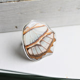 Malachite Wing Ring, Butterfly Wing Pendant Ring, Siproeta stelenes, Butterfly Wing Ring, Insect Ring, wing Encased in Resin, Preserved Wing
