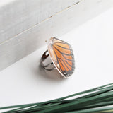 Real Monarch Wing Ring, Monarch Ring, Real Wing Ring, Orange Butterfly, Danaus Plexippus Ring, Zoology Ring, Entomology Ring, Insect Ring