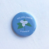 Wildflower Power, Pocket Mirror, Wildflower Button, 2.5 Inch Button, White Trillium, Nature Lover, Master Gardener, Makeup Mirror