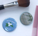 Wildflower Power, Pocket Mirror, Wildflower Button, 2.5 Inch Button, White Trillium, Nature Lover, Master Gardener, Makeup Mirror
